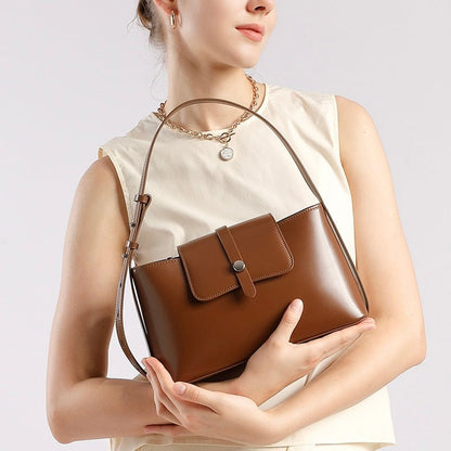 Commuter Elegant Versatile Handheld Shoulder Leather Bag