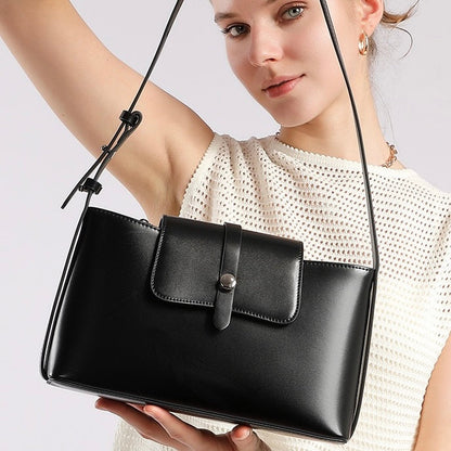 Commuter Elegant Versatile Handheld Shoulder Leather Bag
