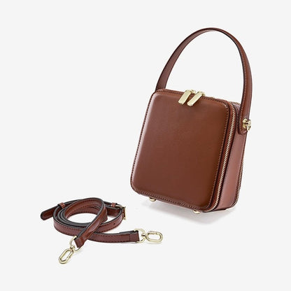 Stylish Genuine Leather Boxy Handheld Crossbody Bag for Women