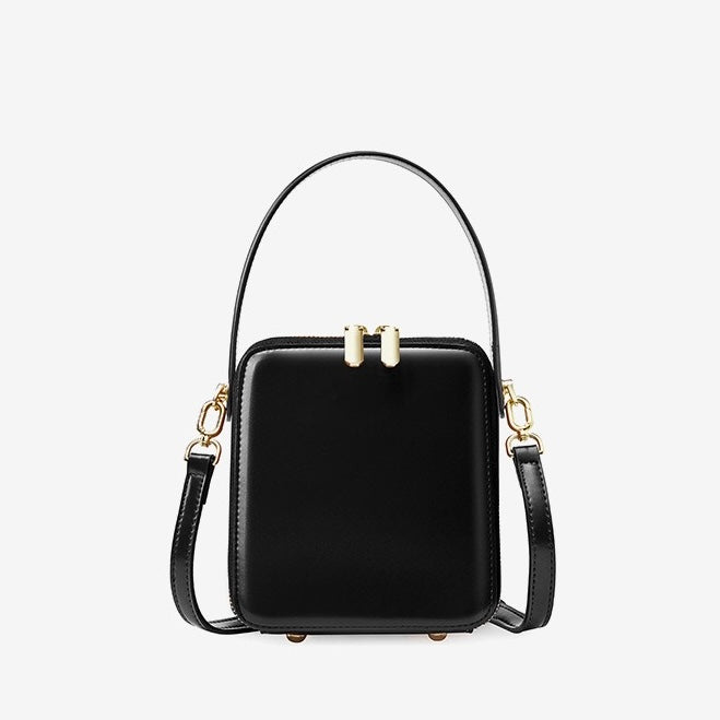 Stylish Genuine Leather Boxy Handheld Crossbody Bag for Women