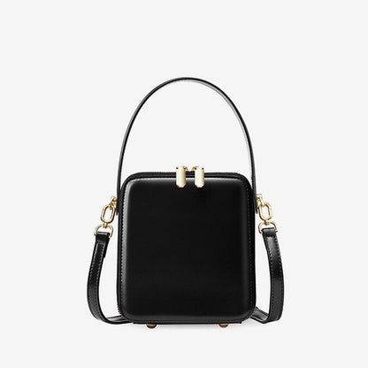 Stylish Genuine Leather Boxy Handheld Crossbody Bag for Women