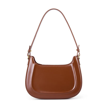 Vintage Genuine Leather Saddle Shoulder Crossbody Bag for Women