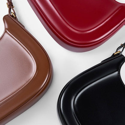 Vintage Genuine Leather Saddle Shoulder Crossbody Bag for Women