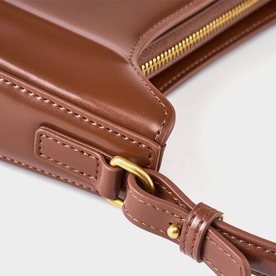 Vintage Genuine Leather Saddle Shoulder Crossbody Bag for Women