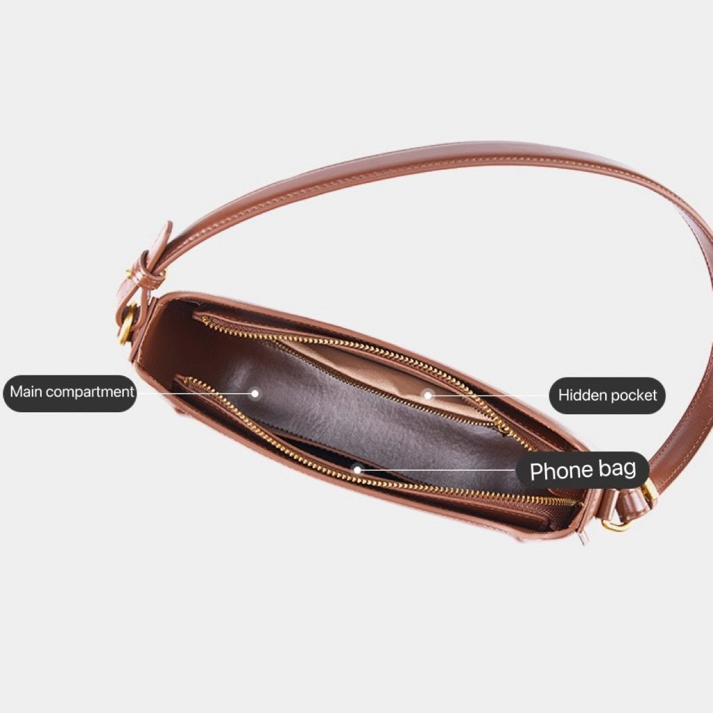 Vintage Genuine Leather Saddle Shoulder Crossbody Bag for Women