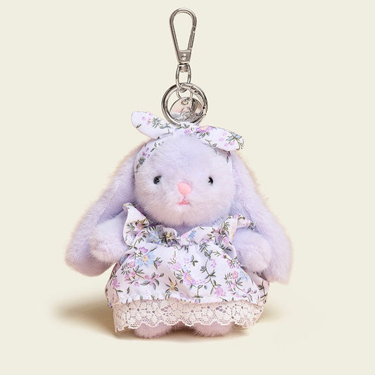 Floral Dress Baby Bunny Bag Charm