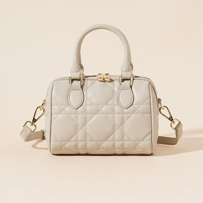 Women's Genuine Leather Quilted Boston Clutch Bag