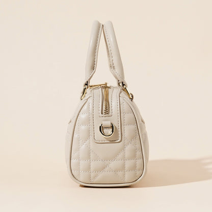 Women's Genuine Leather Quilted Boston Clutch Bag