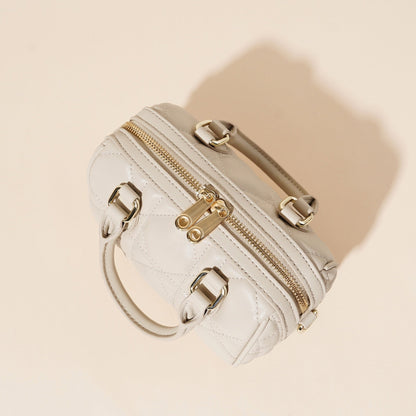 Women's Genuine Leather Quilted Boston Clutch Bag