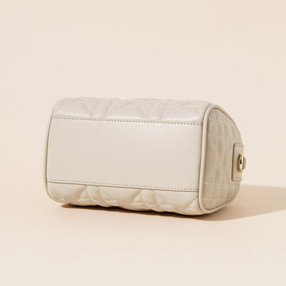 Women's Genuine Leather Quilted Boston Clutch Bag