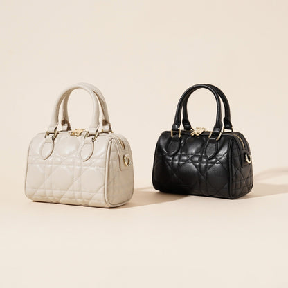 Women's Genuine Leather Quilted Boston Clutch Bag