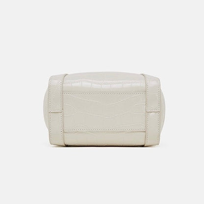 Croc-Embossed Leather Buckle Top-Handle Bucket Bag