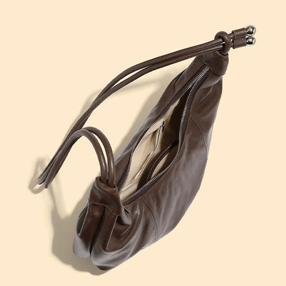 Women's Genuine Leather Half-Moon Dumpling Handbag
