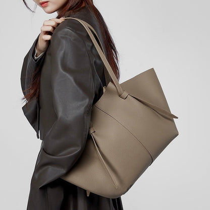 Duo-Set Textured Leather Tote with Pouch