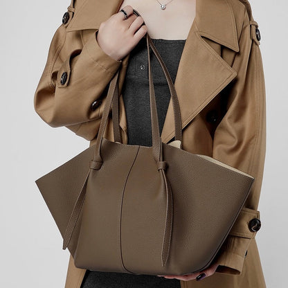 Duo-Set Textured Leather Tote with Pouch