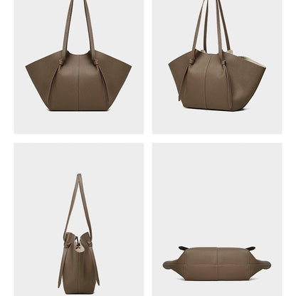 Duo-Set Textured Leather Tote with Pouch