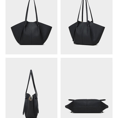 Duo-Set Textured Leather Tote with Pouch