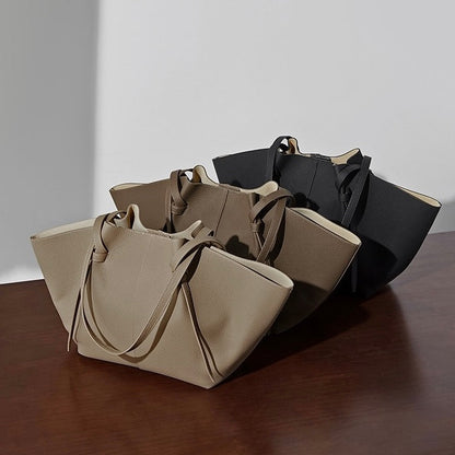 Duo-Set Textured Leather Tote with Pouch