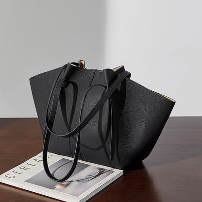 Duo-Set Textured Leather Tote with Pouch