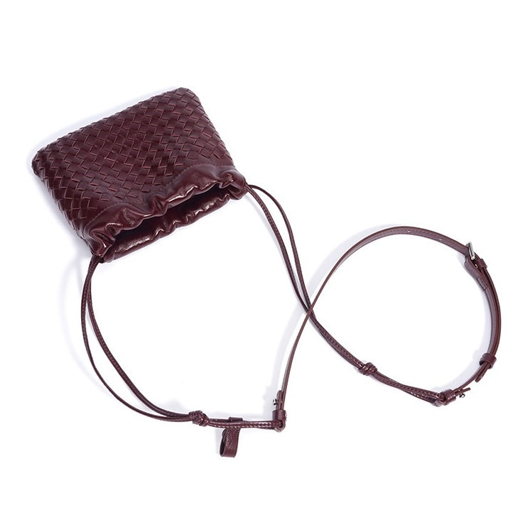 Women's Genuine Leather Sheepskin Woven Exquisite Ladies Crossbody Bag