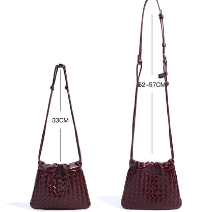 Women's Genuine Leather Sheepskin Woven Exquisite Ladies Crossbody Bag