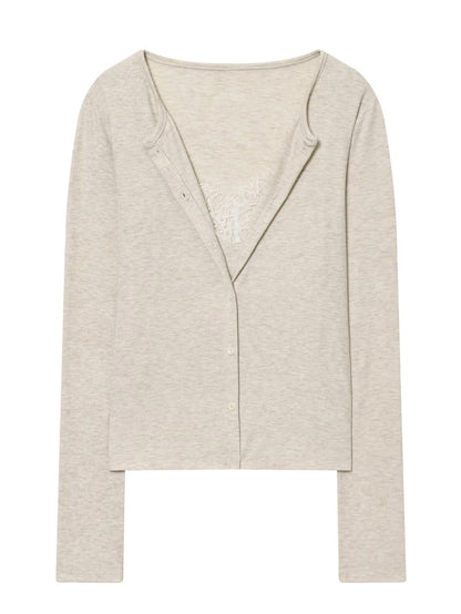 ARIA | Lace-Trim Layered Cardigan
