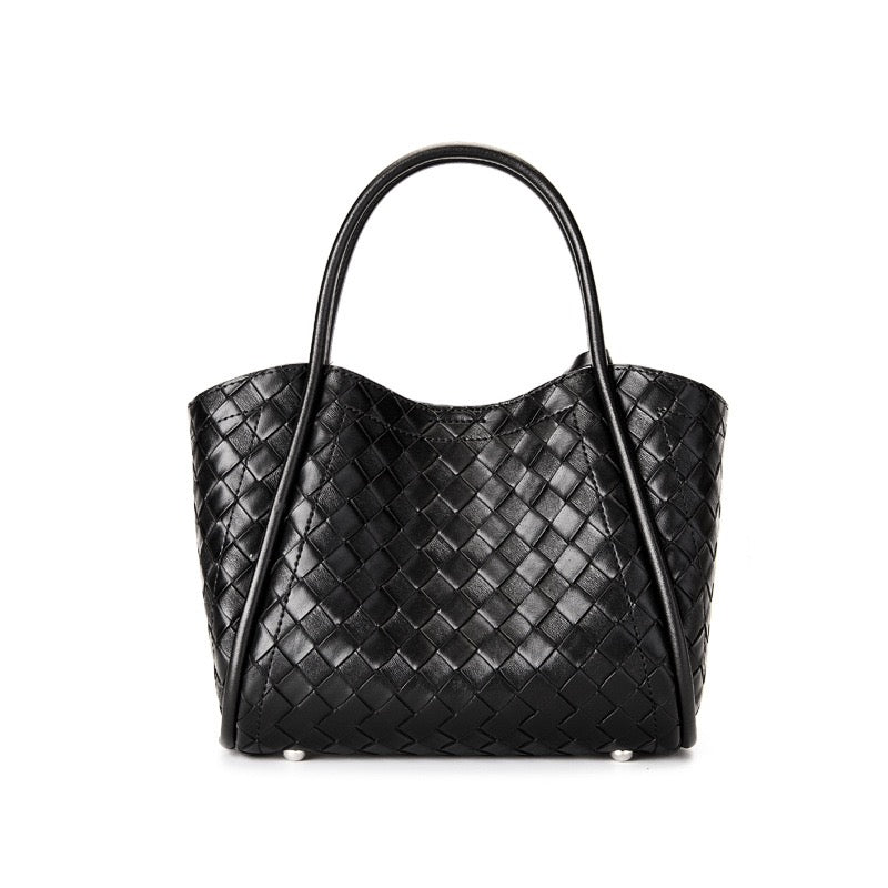 Premium Leather Woven Large Capacity Versatile Tote Crossbody Basket Bag