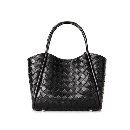 Premium Leather Woven Large Capacity Versatile Tote Crossbody Basket Bag