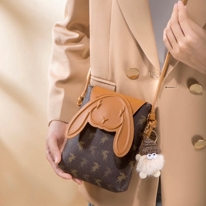 Vintage Print Rabbit Flip Top Small Crossbody Women Phone Bag