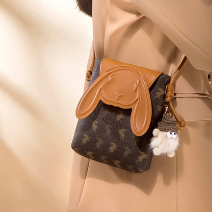 Vintage Print Rabbit Flip Top Small Crossbody Women Phone Bag