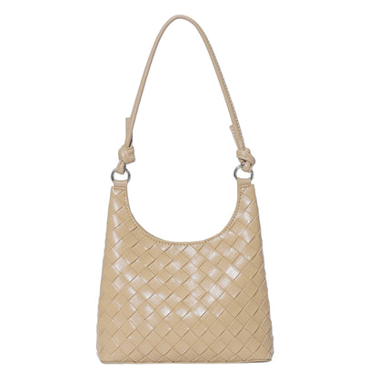 Women’s Genuine Leather Woven Shoulder Bag with Exquisite Weave Detail