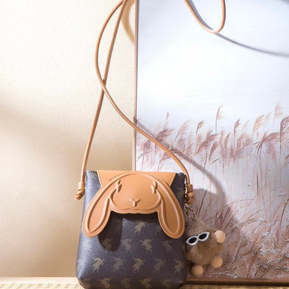 Vintage Print Rabbit Flip Top Small Crossbody Women Phone Bag