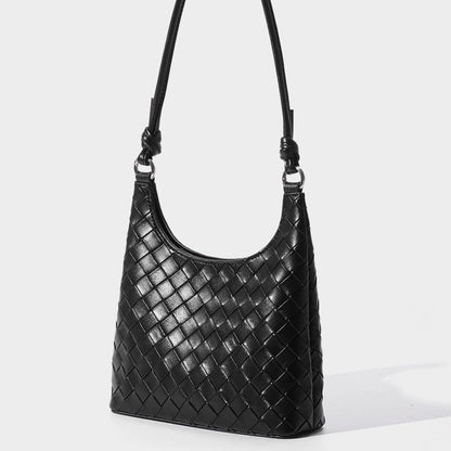 Women’s Genuine Leather Woven Shoulder Bag with Exquisite Weave Detail