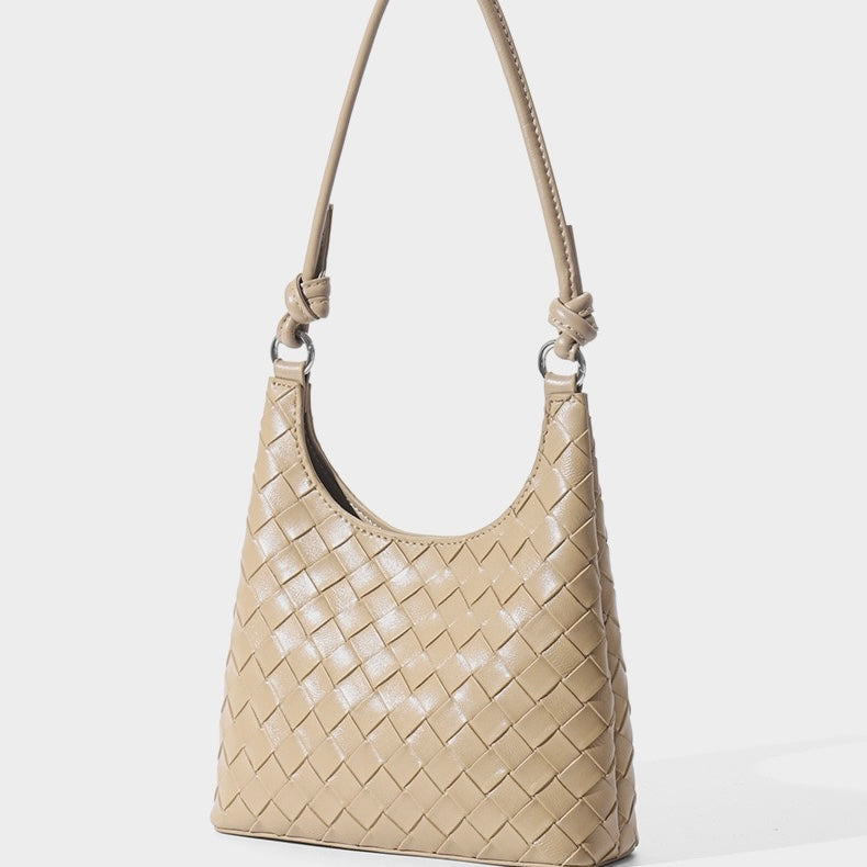Women’s Genuine Leather Woven Shoulder Bag with Exquisite Weave Detail