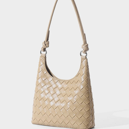 Women’s Genuine Leather Woven Shoulder Bag with Exquisite Weave Detail