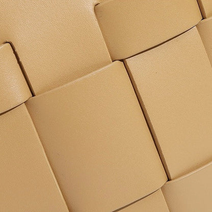 Women's Handmade Genuine Leather Woven Picnic Basket Bag With Cute Panda Charm