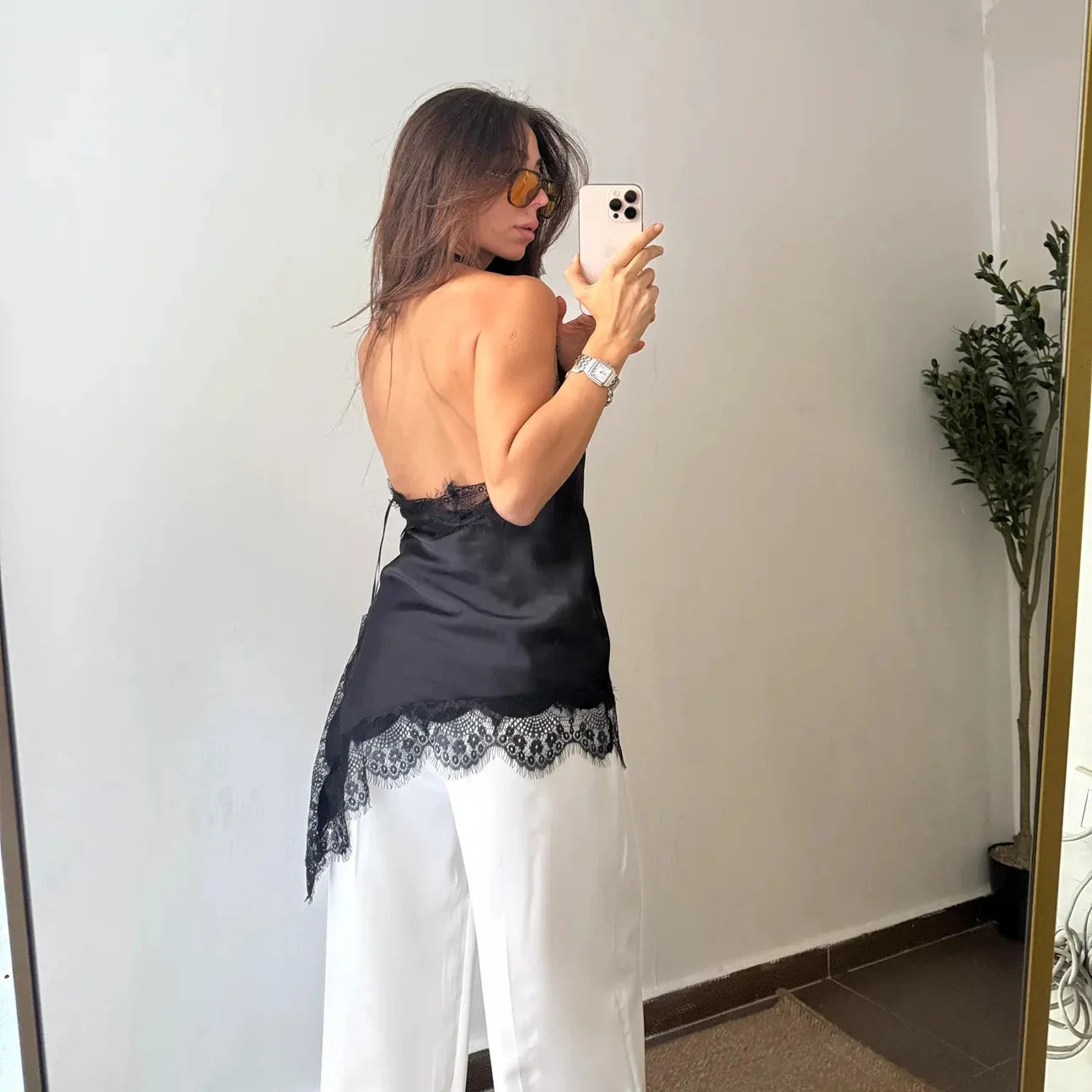 ARIA | Lace Drape Halter Top