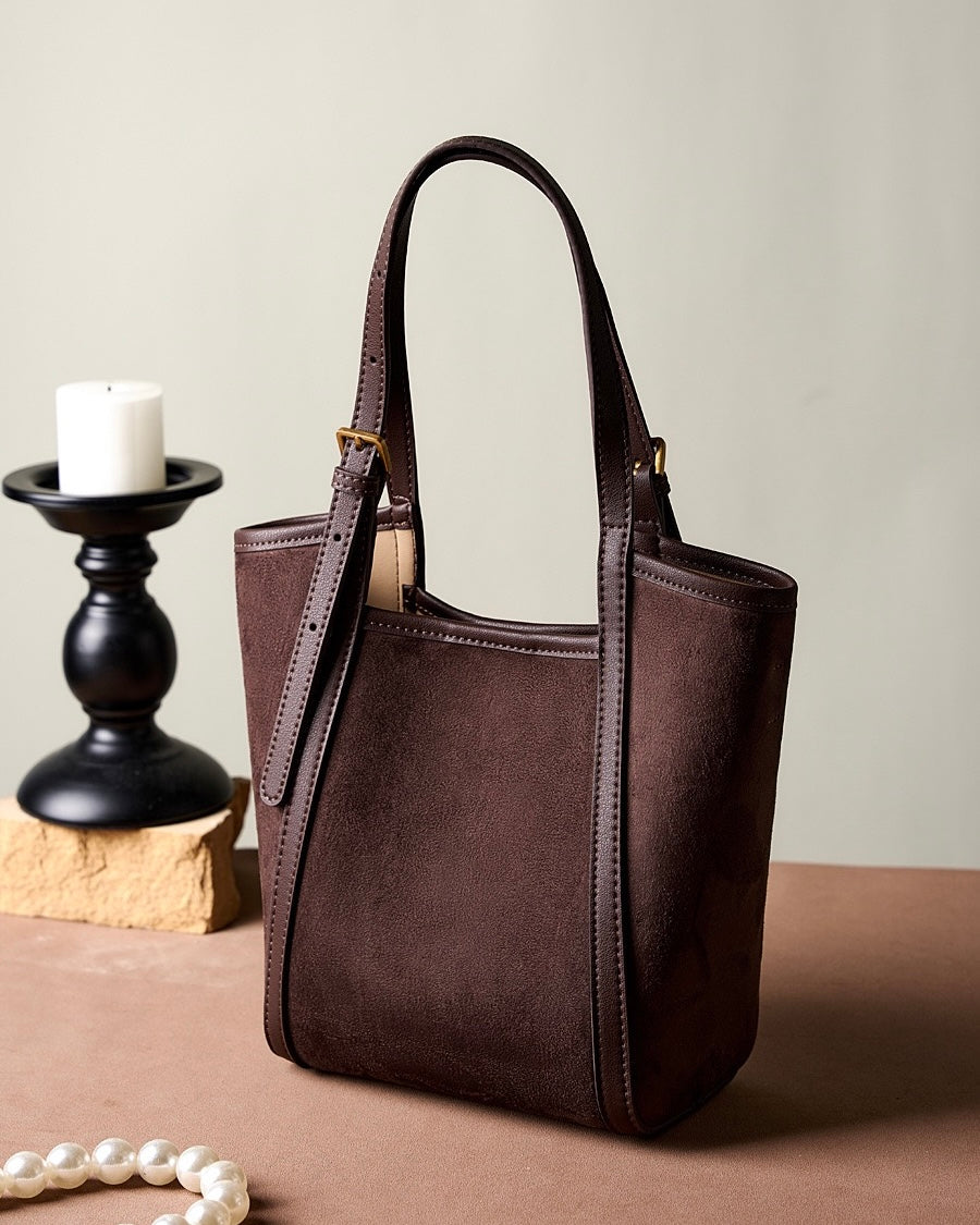 Women's Amber Suede Leather Bucket Satchel