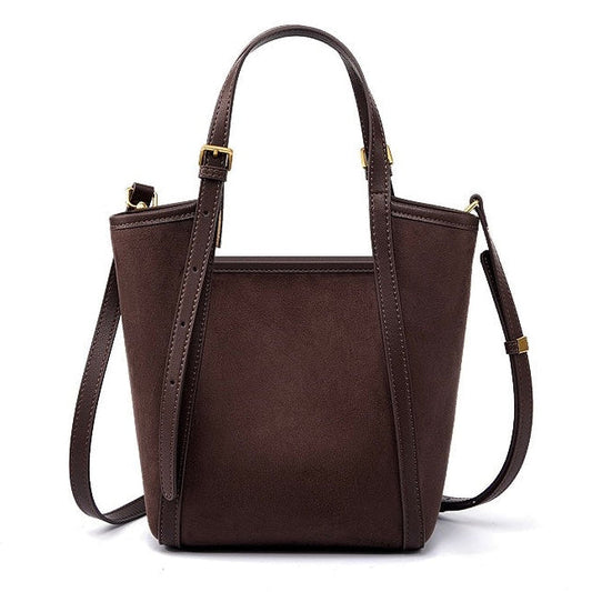 Women's Amber Suede Leather Bucket Satchel