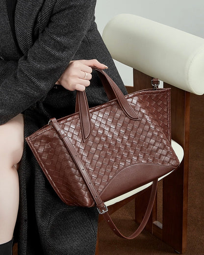 Women's Aura Genuine Leather Woven Handbag