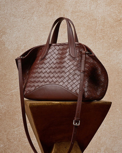 Women's Aura Genuine Leather Woven Handbag