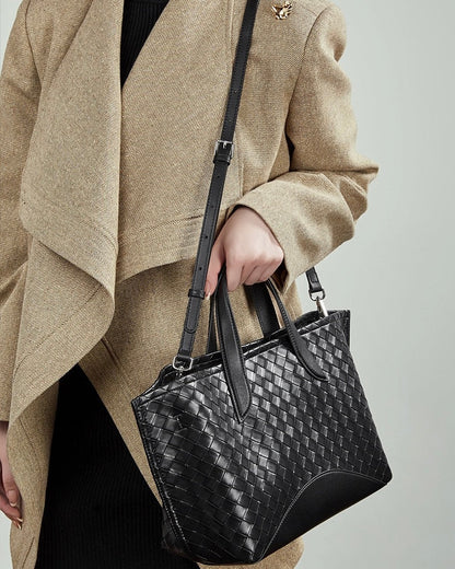 Women's Aura Genuine Leather Woven Handbag