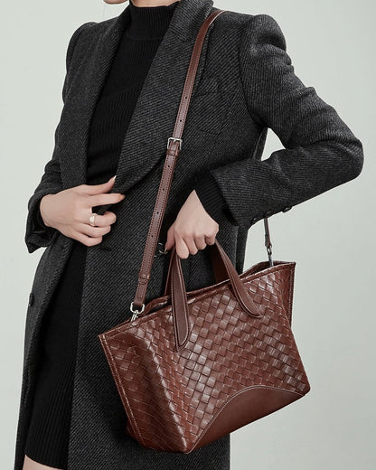 Women's Aura Genuine Leather Woven Handbag