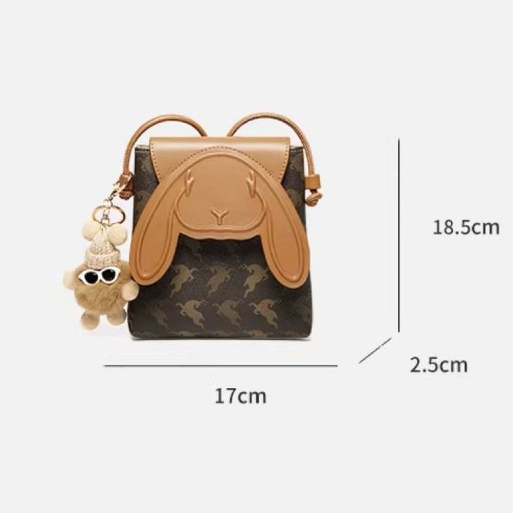 Vintage Print Rabbit Flip Top Small Crossbody Women Phone Bag