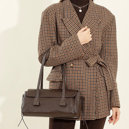 Spring Summer Vintage Genuine Leather Vegetable Tanned Underarm Baguette Bag