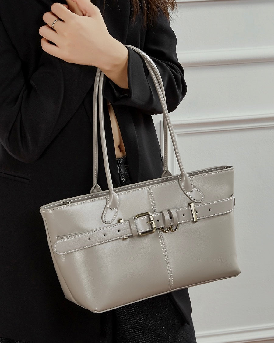 Women's Ethereal Ash Genuine Leather Belted Tote Bag