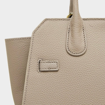 Classic Structured Leather Tote Bag with Gold Hardware