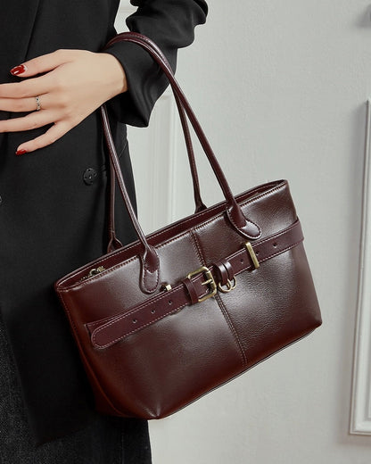 Women's Ethereal Ash Genuine Leather Belted Tote Bag