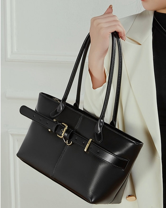 Women's Ethereal Ash Genuine Leather Belted Tote Bag