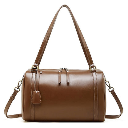 Women's Chestnut Barrel Leather Crossbody Satchel